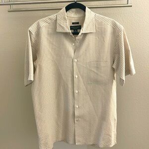 Pronto Uomo khaki & white short sleeve button up